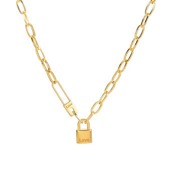 18K gold plated Stainless steel  "Lock" necklace, Intensity