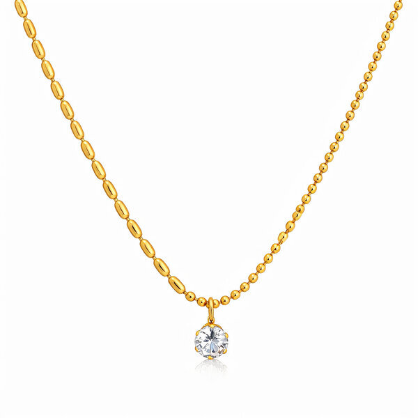 Necklace, 18K Gold Plated Steel