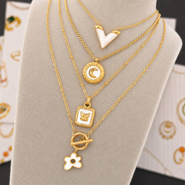 "V" PVD Gold-Plated Stainless Steel Necklace - Intensity