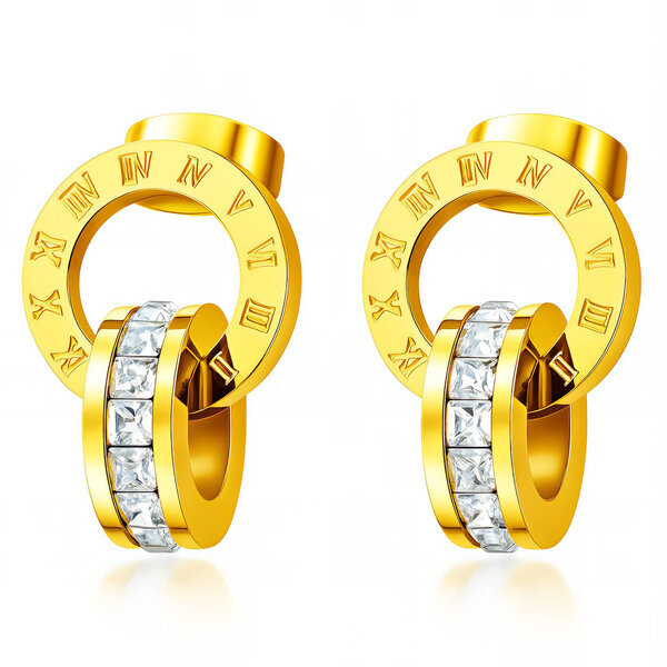 Earrings, 18K Gold Plated Steel