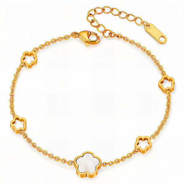 "Flower Meadow" Bracelet, 18K Gold Plated Steel