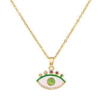 18K gold plated Stainless steel  "Evil Eye" necklace, Intensity