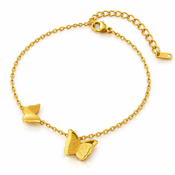 "Butterflies" Bracelet, 18K Gold Plated Steel