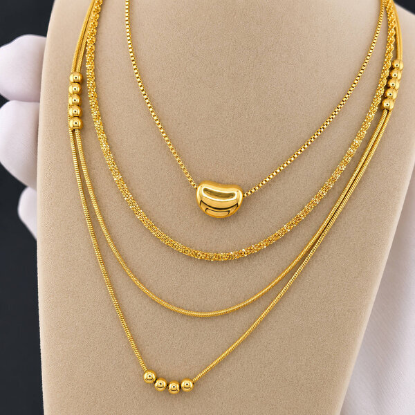 Necklace, 18K Gold Plated Steel