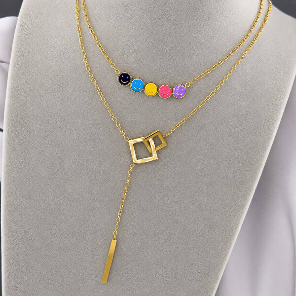 Necklace, 18K Gold Plated Steel