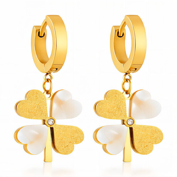 Earrings, 18K Gold Plated Steel