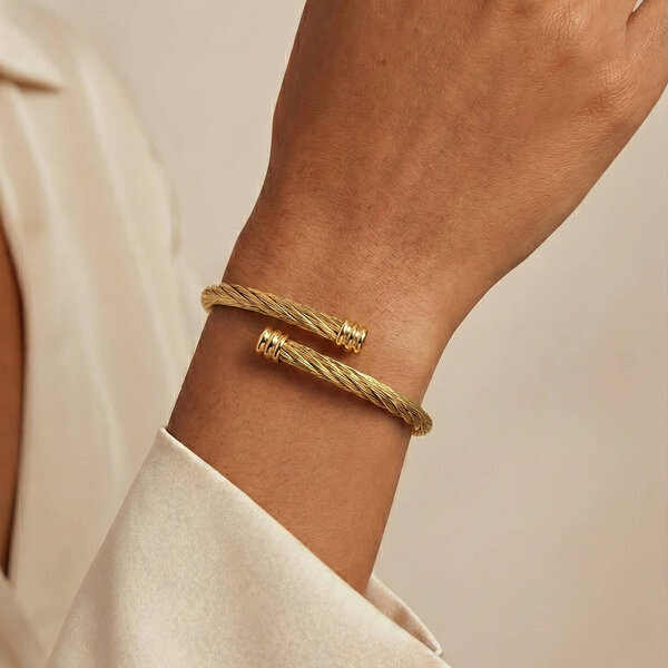 Bracelet, 18K Gold Plated Steel