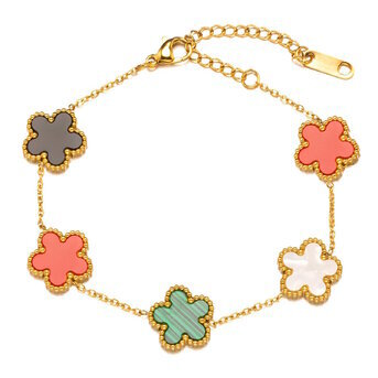 18K gold plated Stainless steel  "Flowers" bracelet, Intensity