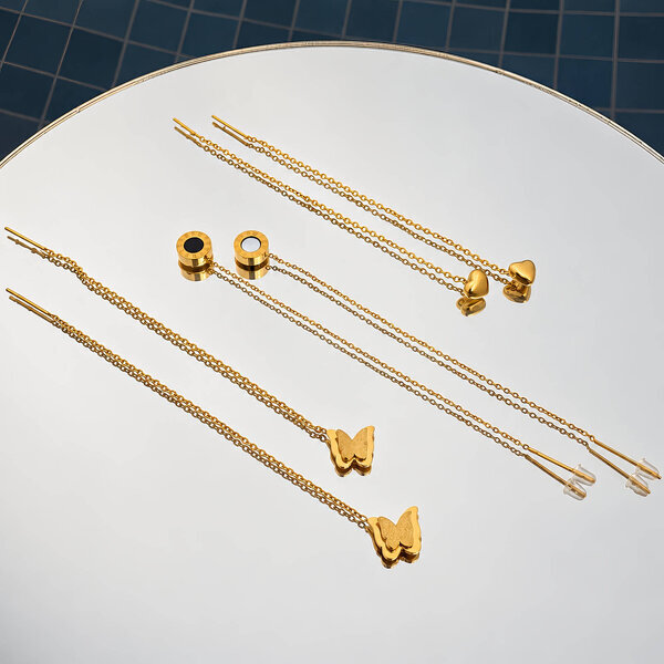 Earrings, 18K Gold Plated Steel