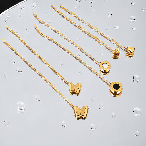 Earrings, 18K Gold Plated Steel
