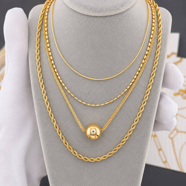 Necklace, 18K Gold Plated Steel