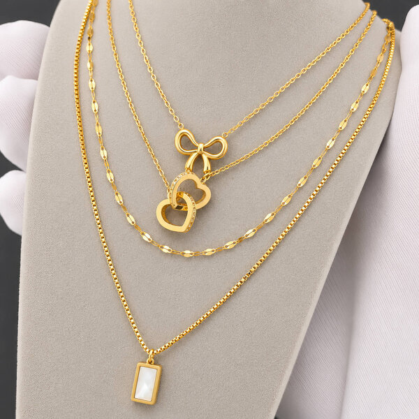 Necklace, 18K Gold Plated Steel