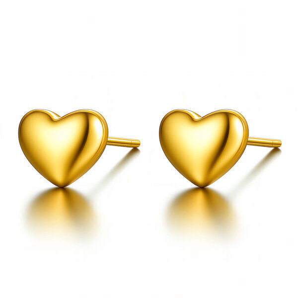 "Hearts" Earrings, 18K Gold Plated Steel