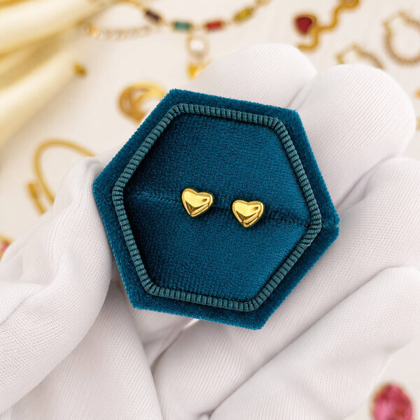 "Hearts" Earrings, 18K Gold Plated Steel
