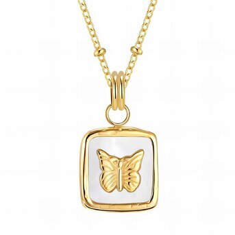 18K gold plated Stainless steel  "Butterfly" necklace, Intensity