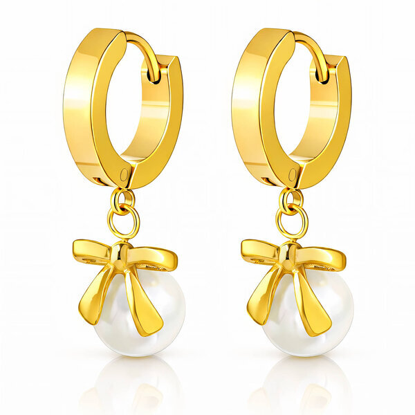 Earrings, 18K Gold Plated Steel