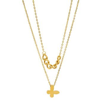 18K gold plated Stainless steel  "Butterflies" necklace, Intensity