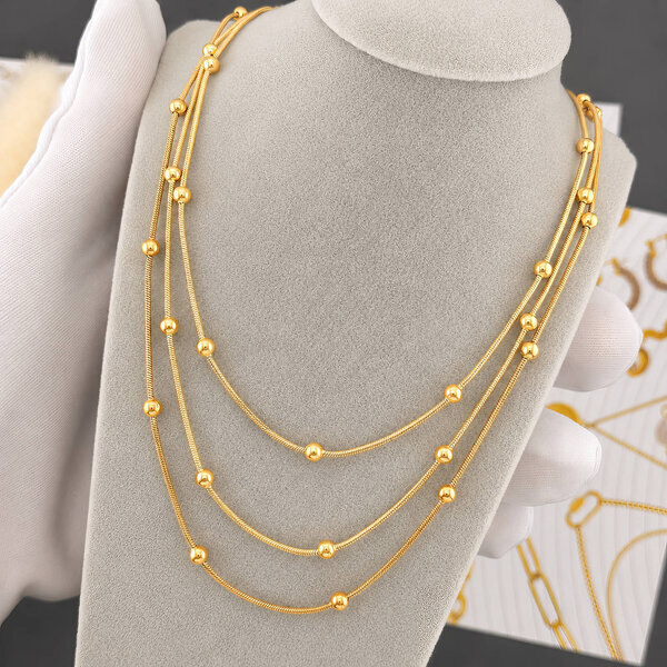 Necklace, 18K Gold Plated Steel