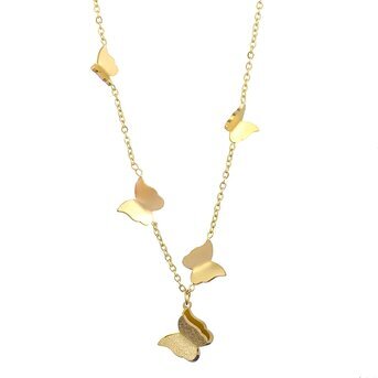 18K gold plated Stainless steel  "Butterflies" necklace, Intensity