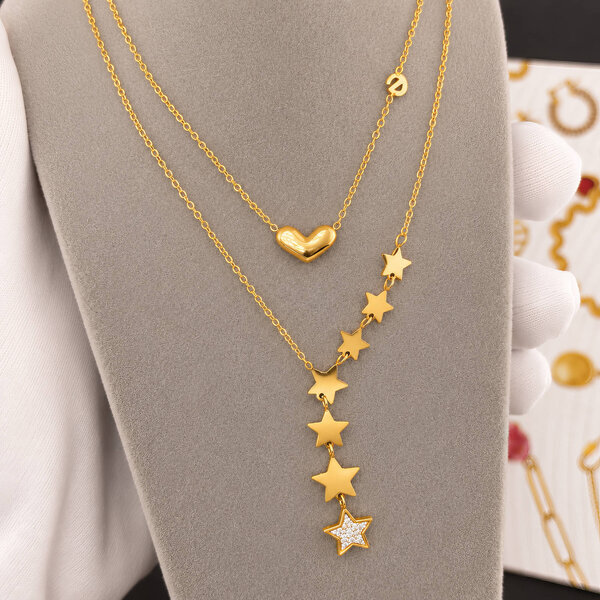 "Stars" Necklace, 18K Gold Plated Steel