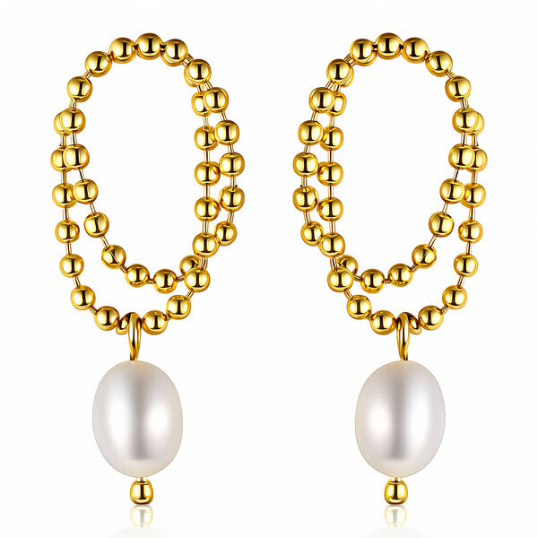 Earrings, 18K Gold Plated Steel