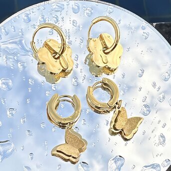 18K gold plated Stainless steel  "Butterflies" earrings, Intensity