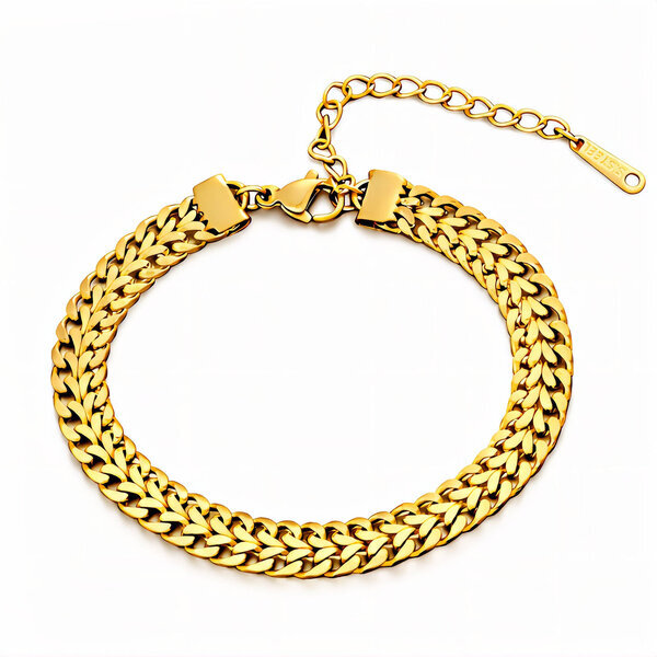 Bracelet, 18K Gold Plated Steel