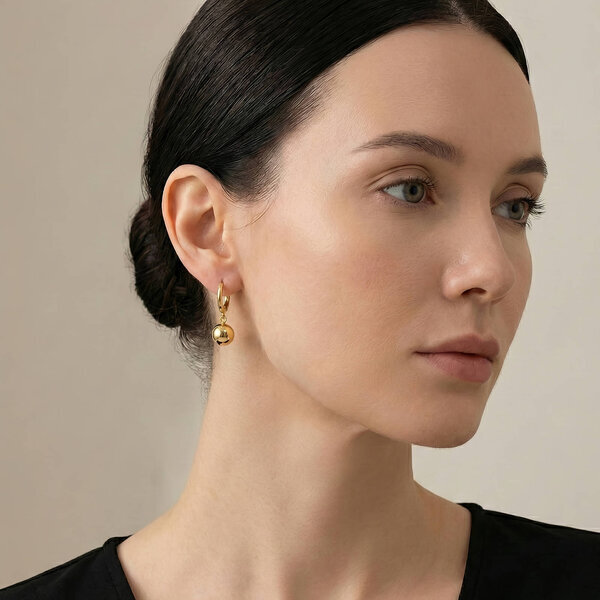 Earrings, 18K Gold Plated Steel