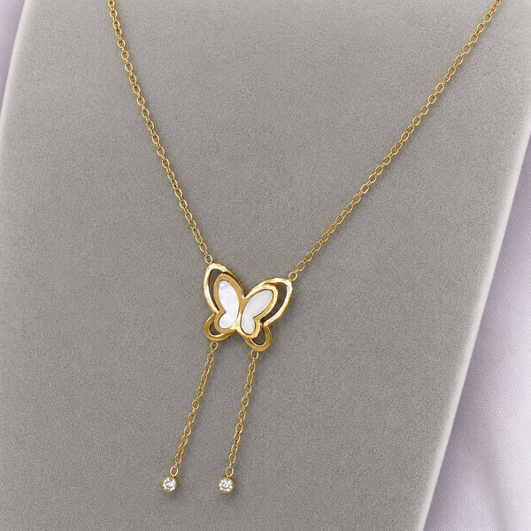 "Butterfly" Necklace, 18K Gold Plated Steel