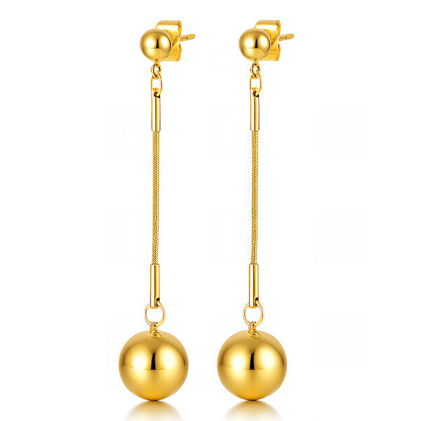 Earrings, 18K Gold Plated Steel