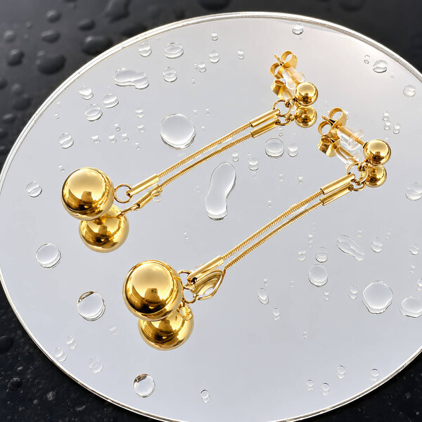 Earrings, 18K Gold Plated Steel