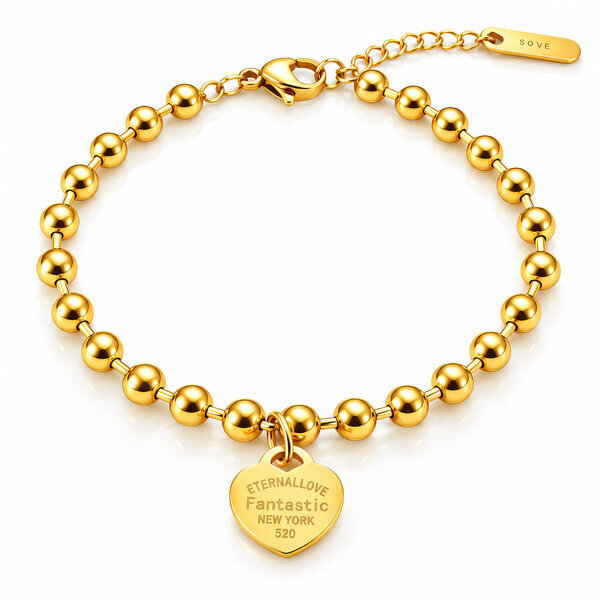 "Hearts" PVD Gold-Plated Steel Bracelet - Intensity