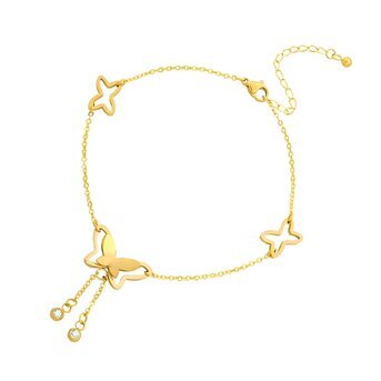 18K gold plated Stainless steel  "Butterfly" anklet, Intensity