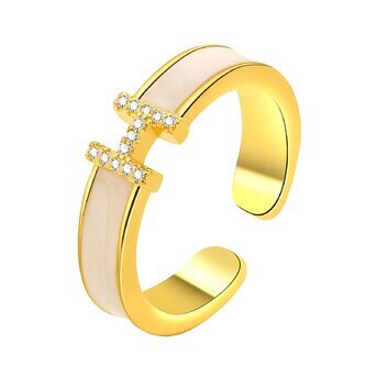 18K gold plated Stainless steel  "Letter "H"" finger ring, Intensity