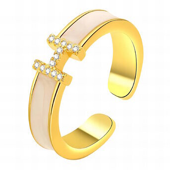 18K gold plated Stainless steel  "Letter "H"" finger ring, Intensity