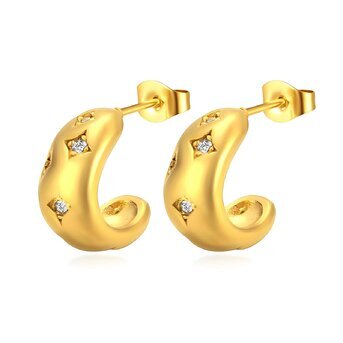 18K gold plated Stainless steel earrings, Intensity