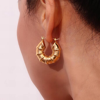 18K gold plated Stainless steel earrings, Intensity