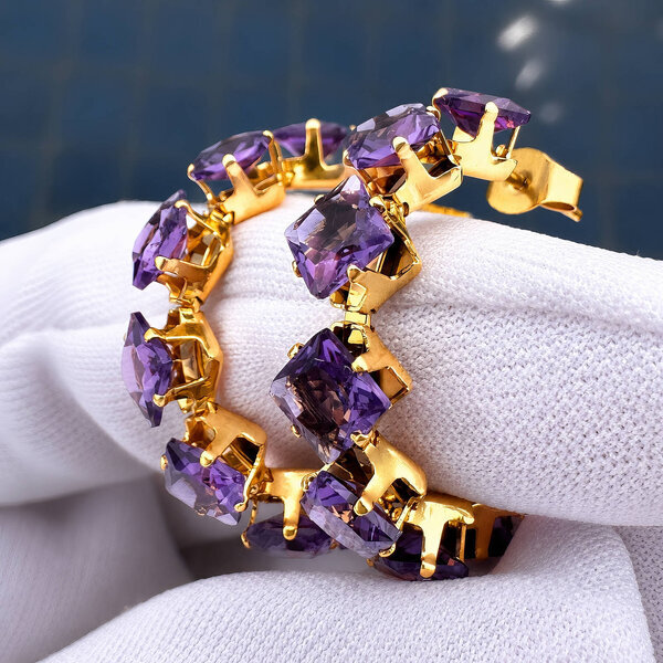 Earrings, 18K Gold Plated Steel