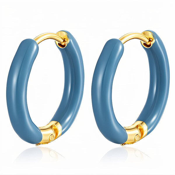 Earrings, 18K Gold Plated Steel