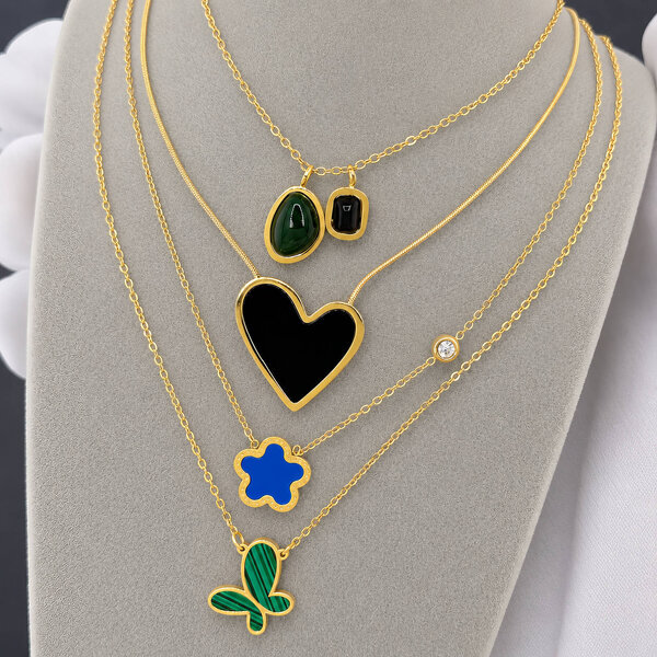 "Heart" Necklace, 18K Gold Plated Steel
