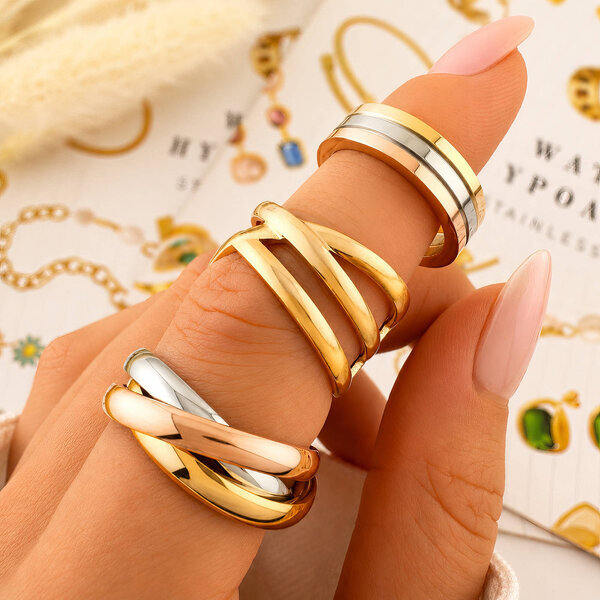 Ring, 18K Gold Plated Steel