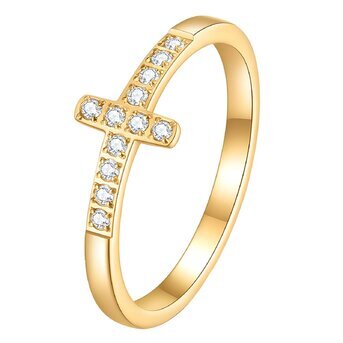 18K gold plated Stainless steel  "Crosses" finger ring, Intensity