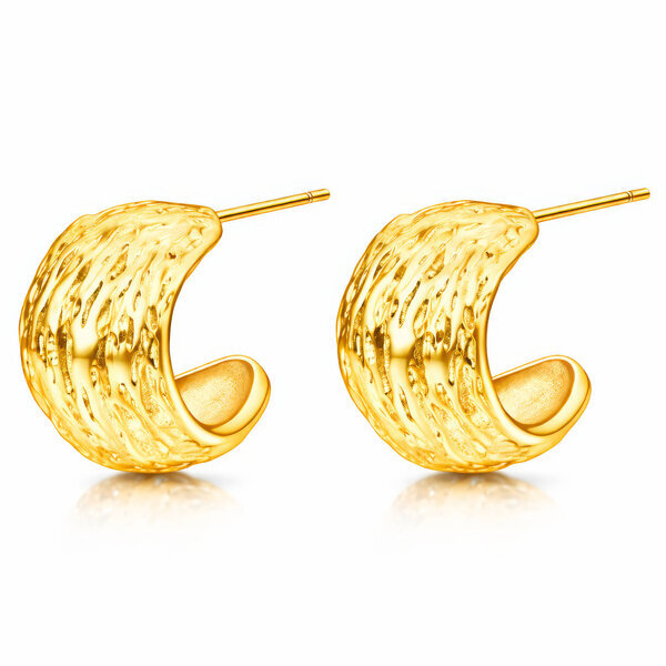 Earrings, 18K Gold Plated Steel