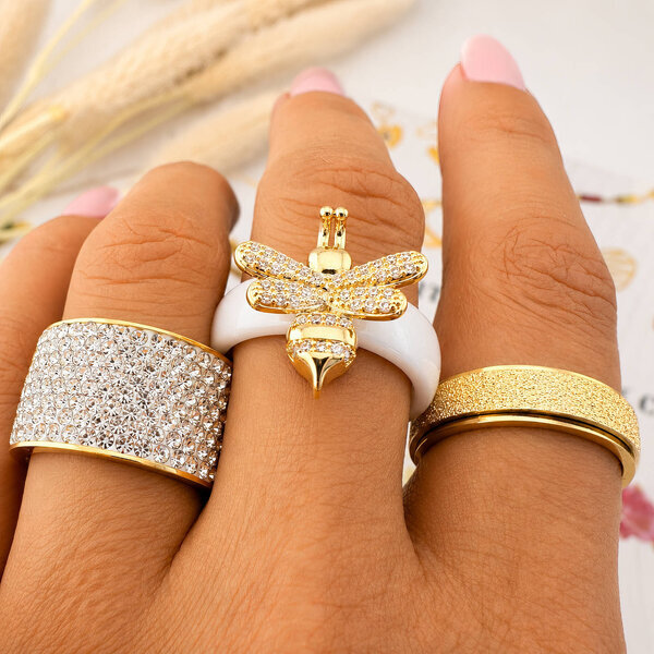 Ring, 18K Gold Plated Steel