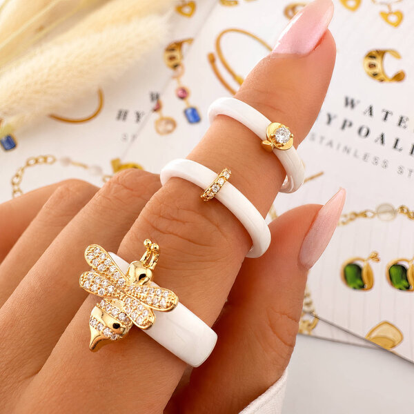 "Bee" Ring, 18K Gold Plated Steel