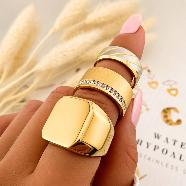 Ring, 18K Gold Plated Steel