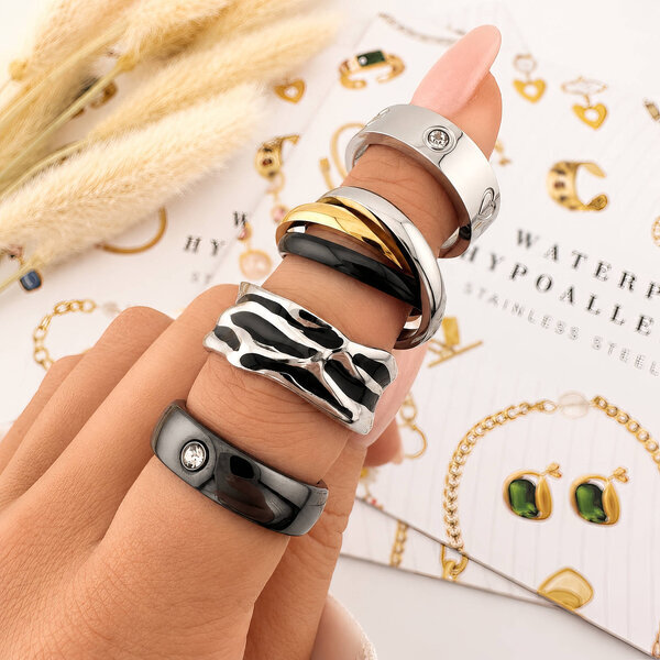 Ring, 18K Gold Plated Steel