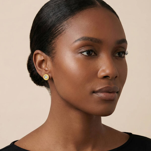 Earrings, 18K Gold Plated Steel