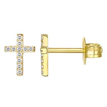 18K gold plated Stainless steel  "Crosses" earrings, Intensity