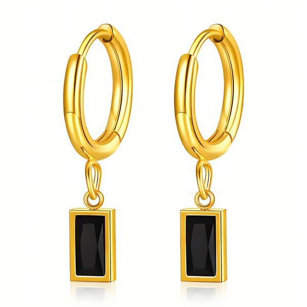 Earrings, 18K Gold Plated Steel